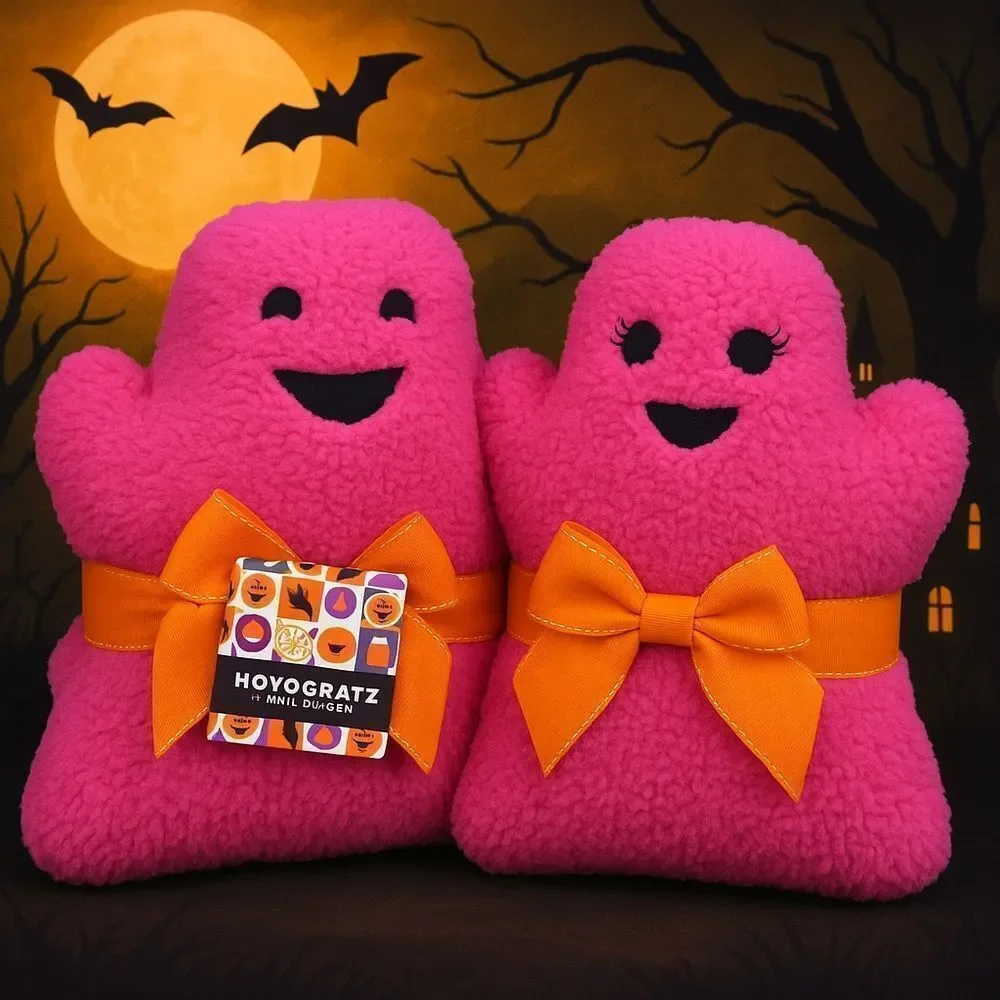 🎃 NOVOGRATZ Halloween Pink Ghost Pillow Set  Girl & Boy Plush–Limited Edition 🎃